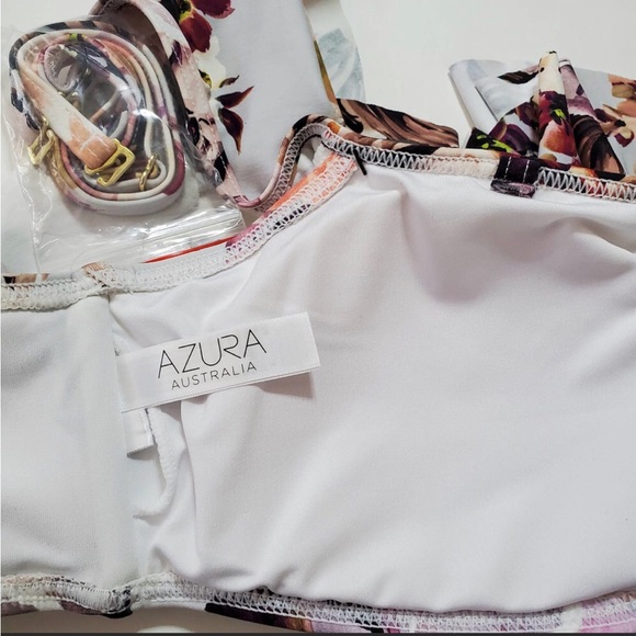 NEW Azura Australia DIVINITY Floral Ruffle Bandeau Bikini Top 10 US/ 14 UK Large - Picture 4 of 6